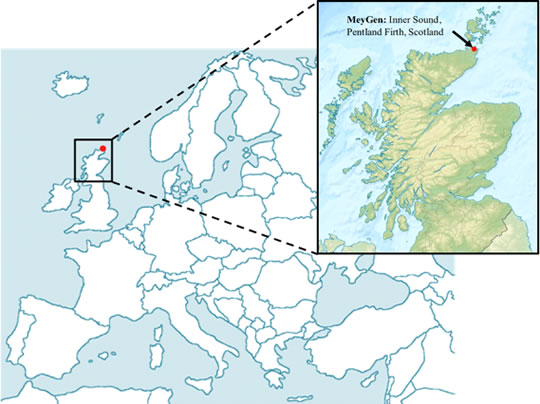 DR : MeyGen ; Localisation de la future usine marémotrice 