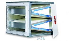 : Système passif d’épuration d’air pour conduits avec 16 m2 de milieu filtrant. (source IQair)